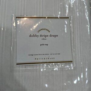 Pottery Barn 50W x 84L White Stripe 100% Cotton Dobby Sheer Drapes. Set of 2